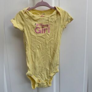 Carter's 18M Girls Yellow Striped Short Sleeve Bodysuit Onesie- Mommy's Girl
